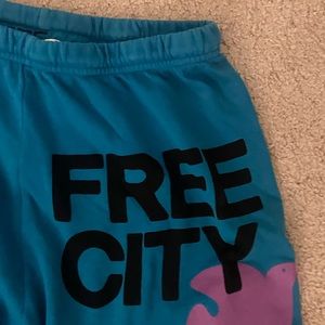 Free city sweatpants blue and pinkish purple